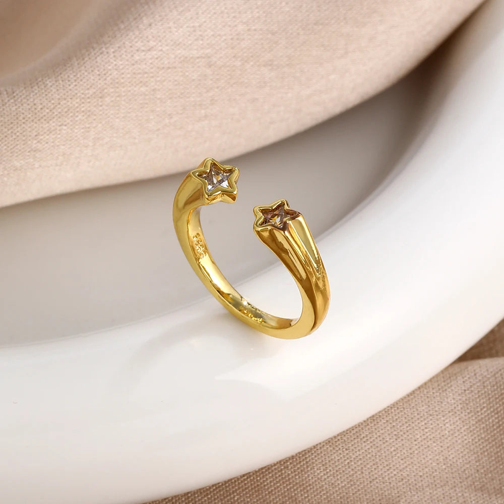 Miniso 925 originaux argent 18K plaqué or princesse voiture coeur Mickey Minnie bague de mariage ensemble pour femme Tiki bijoux cadeau de fête