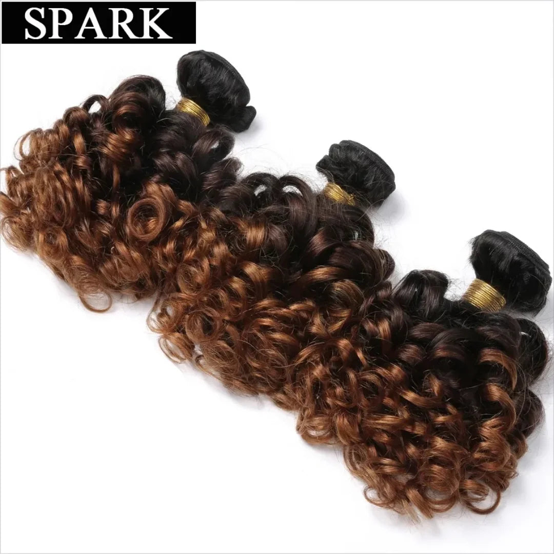 Ombre paquets brésiliens 1b/4/30 cheveux humains rebondissant bouclés paquets courts bouclés cheveux humains vague 3 paquets
