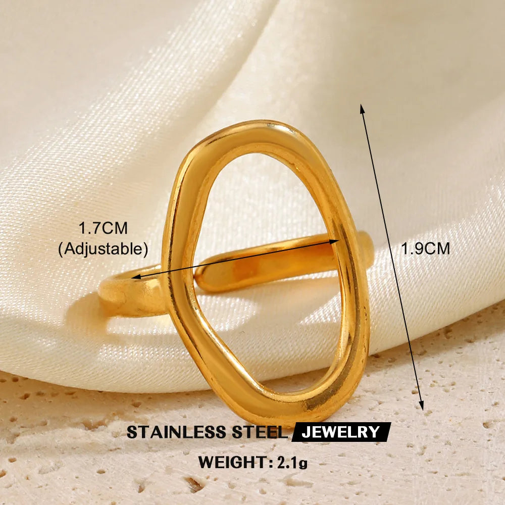 Bague en forme de cœur en acier inoxydable pour femmes, couleur or, anneau creux en métal, Bijoux étanches, cadeau pour petite amie