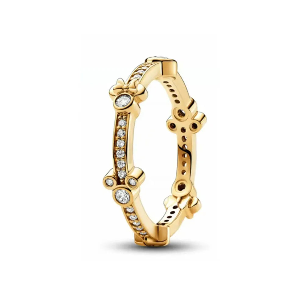 Miniso 925 originaux argent 18K plaqué or princesse voiture coeur Mickey Minnie bague de mariage ensemble pour femme Tiki bijoux cadeau de fête