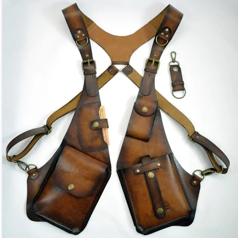 Sac étui de harnais en cuir médiéval, portefeuille antivol caché, pochette de téléphone de Style moto, sac de Festival de Cospla