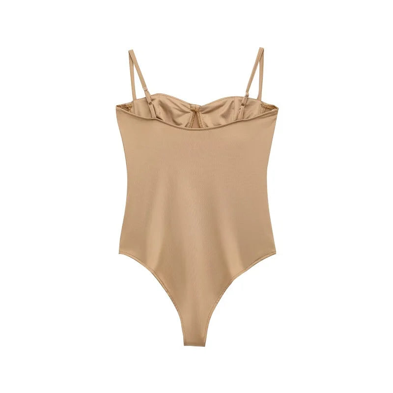 MUJER Sexy Satin Body Femmes Dos Nu Bustier Top Femmes Sexy Tenues Lingerie Bodys pour Femmes Sans Manches Femmes Top Body