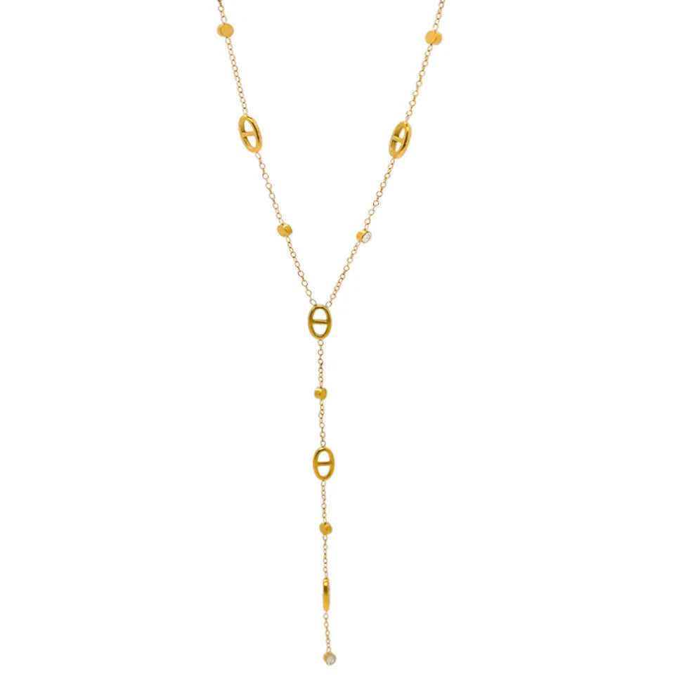 Collier Chaîne Y Acier Titane - Style Français Inaltérable Femme