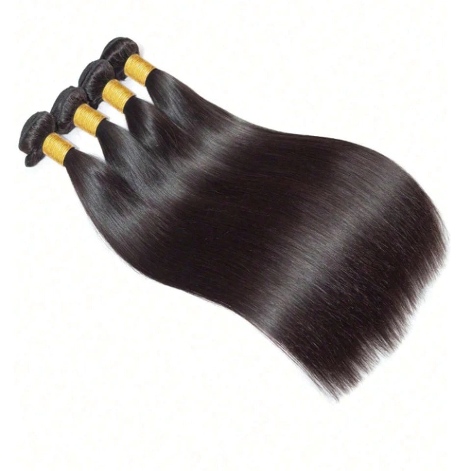 Paquets péruviens de cheveux humains droits d'os affaire des Extensions de cheveux vierges non transformés longs épais pas cher tissage de cheveux brésiliens naturel