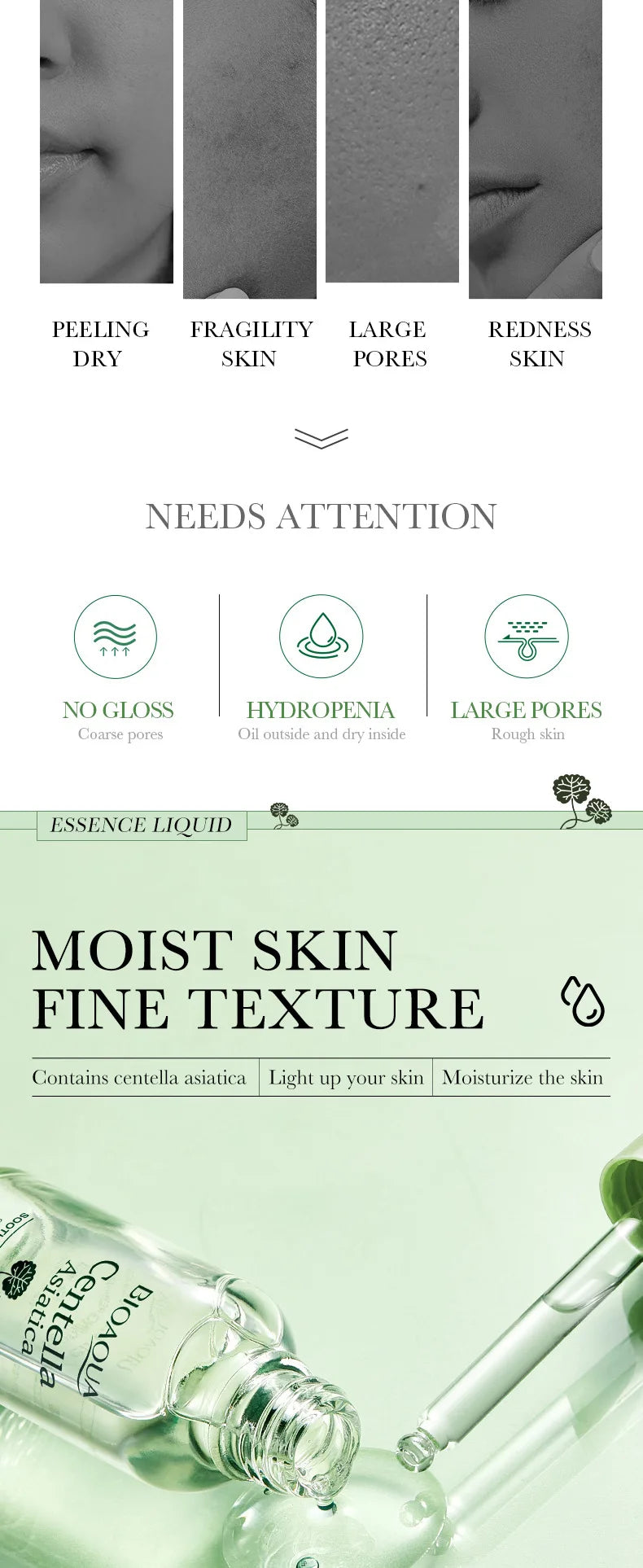 BIOAQUA Centella sérum visage soin de la peau visage Essence hydratant raffermissant réparateur visage liquide sérum soin de la peau
