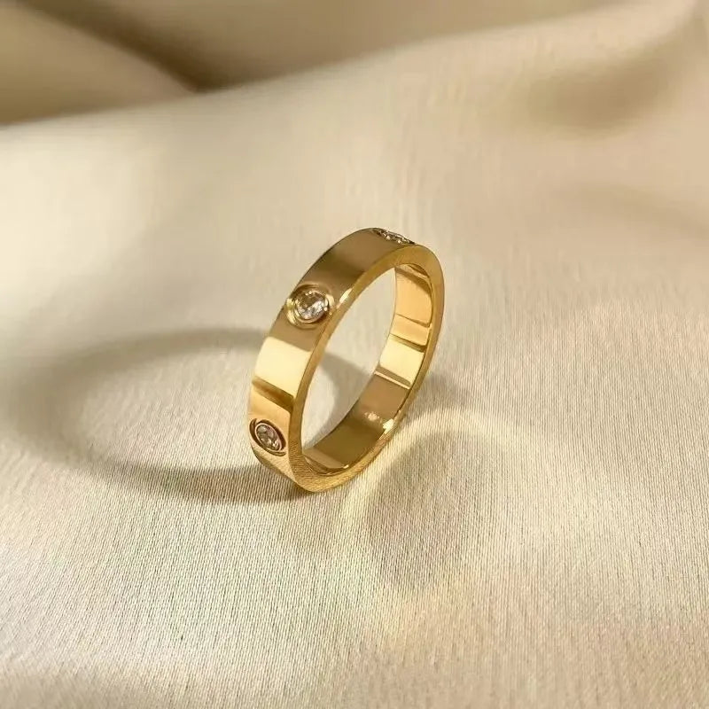 Bague Unisexe Zircon Acier Inoxydable - Tendance Luxe 2025