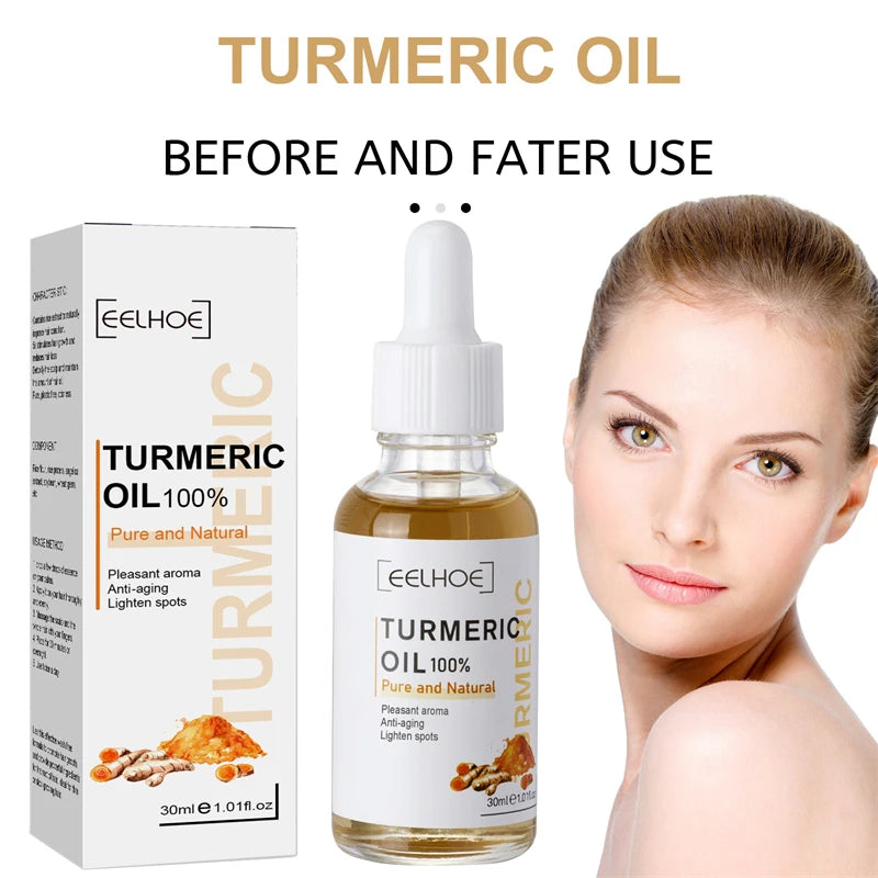 Sérum pour le visage au curcuma, rétrécit les pores, Essence réparatrice, mélanine, éclaircissant, hydratant, nourrissant, huile de cur-cumin, estompe les taches foncées, soins pour la peau