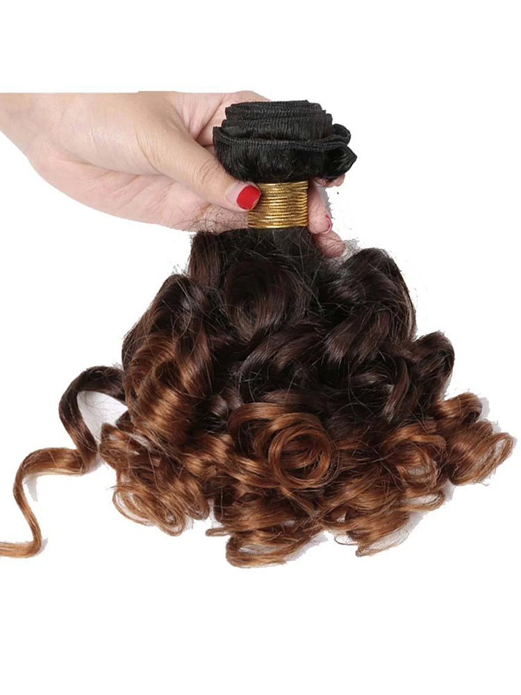 Ombre paquets brésiliens 1b/4/30 cheveux humains rebondissant bouclés paquets courts bouclés cheveux humains vague 3 paquets