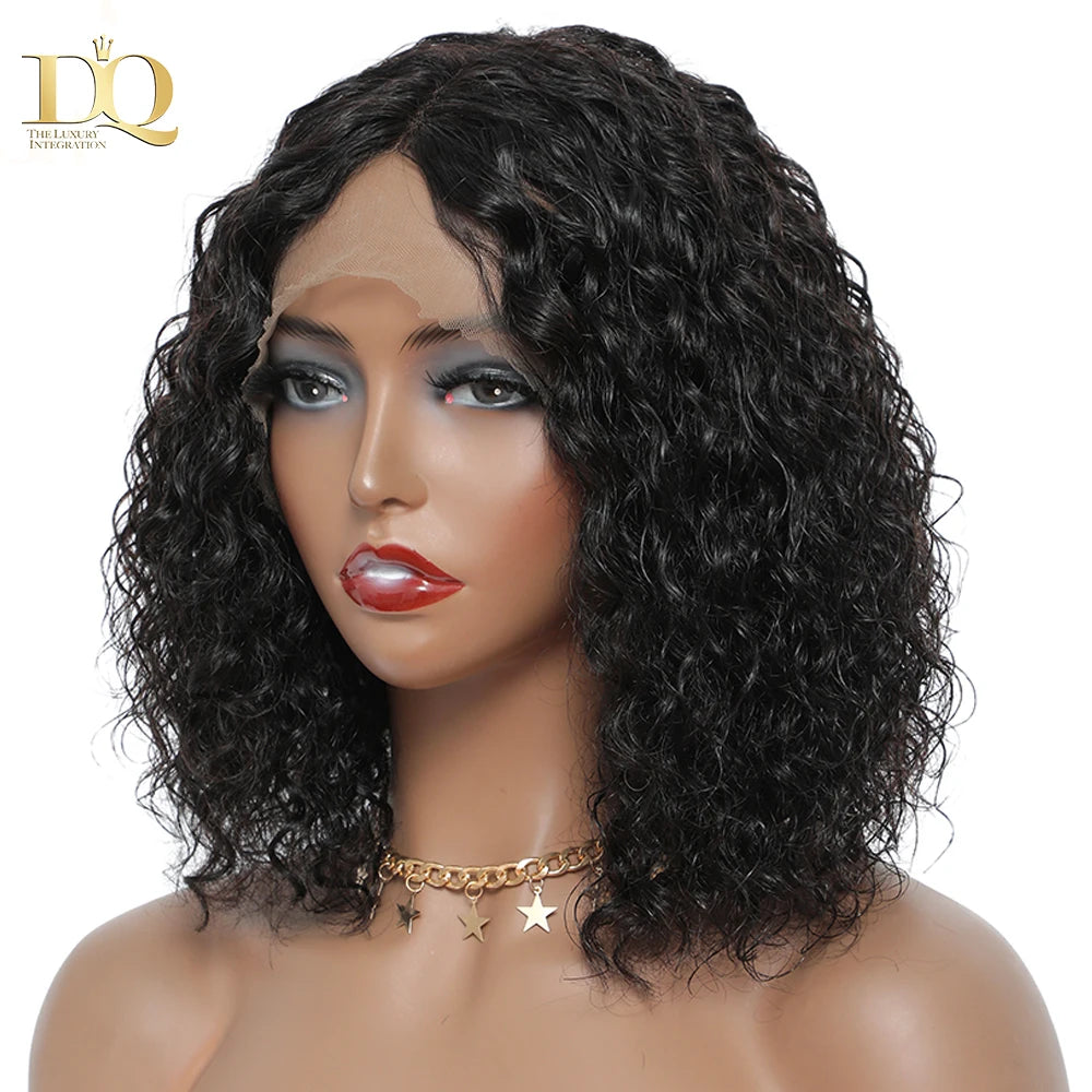 Perruque Lace Closure Wig Remy Brésilienne Naturelle, Cheveux Crépus Bouclés, 13x4, pour Femme