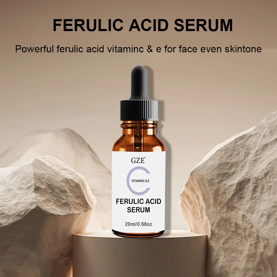 Sérum pour le visage ferulique GZE avec vitamine C, vitamine E et acide absorbant - vous fait paraître plus jeune, Essence éclaircissante pour le visage