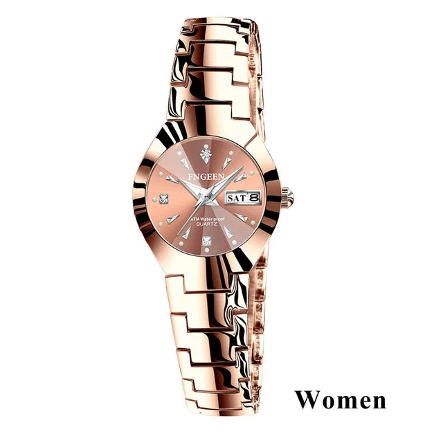 FNGEEN-Montre à Quartz de Luxe en Acier Inoxydable pour Homme et Femme, Montre-Bracelet Étanche pour Couple, Amoureux, 2023, 5808 - Lencensa