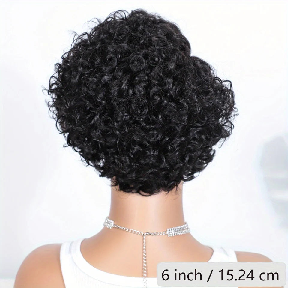 Cheveux brésiliens coupe lutin courte bouclée Bob perruque 13x6x1 t-lace avant perruque de cheveux humains profond bouclés Transparent dentelle partie perruques pour les femmes