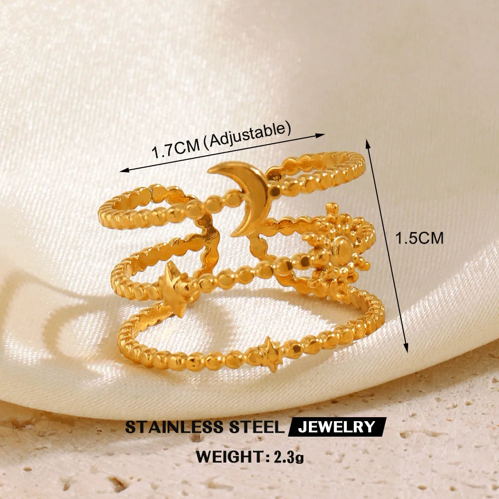 Bague en forme de cœur en acier inoxydable pour femmes, couleur or, anneau creux en métal, Bijoux étanches, cadeau pour petite amie