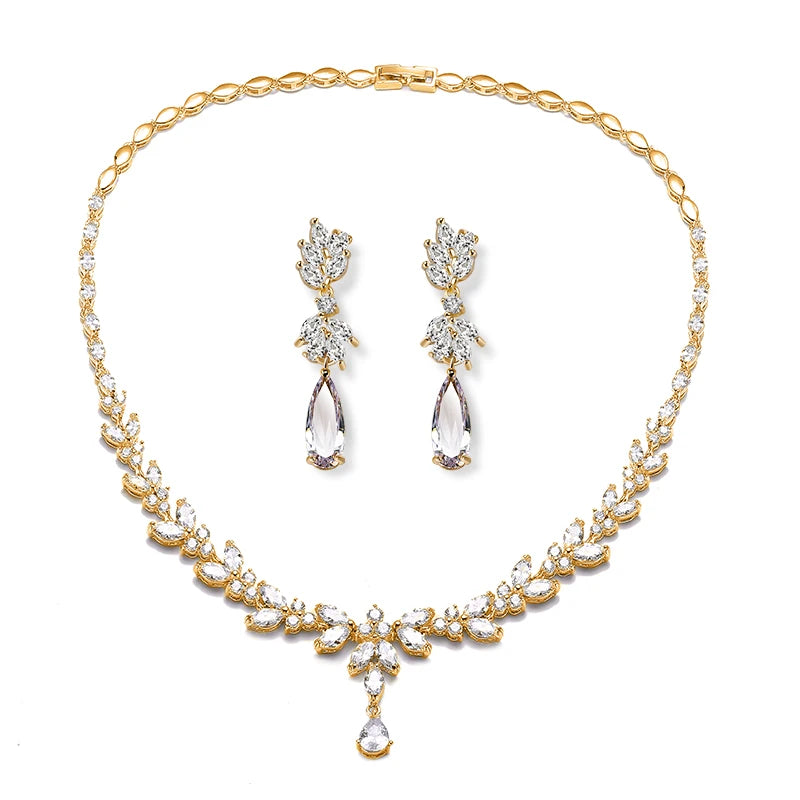 ZAKOL marque de luxe cubique zircone boucles d'oreilles collier élégant magnifique CZ mariage Banquet fête ensemble de bijoux