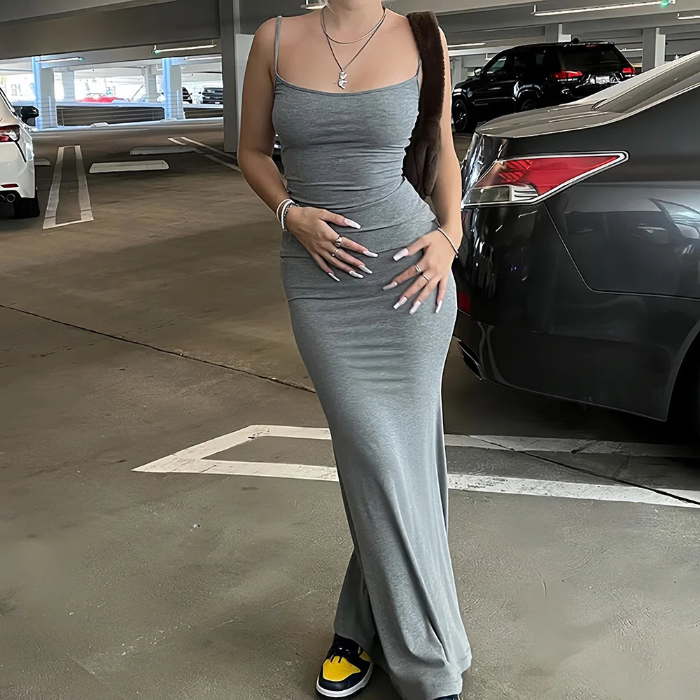 Robe Longue Femme Sexy - Dos Nu et Bretelles Ajustables