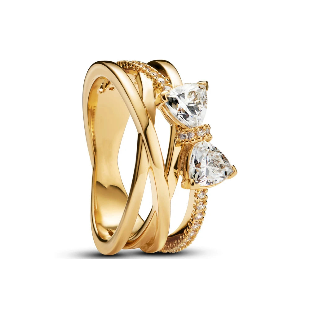 Miniso 925 originaux argent 18K plaqué or princesse voiture coeur Mickey Minnie bague de mariage ensemble pour femme Tiki bijoux cadeau de fête