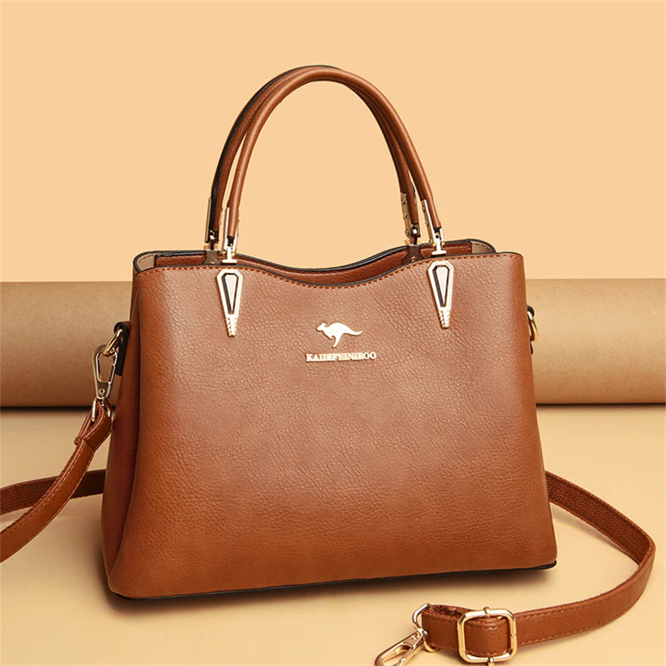 Sac à Main de Luxe en Cuir Souple pour Femme, Sacoche à Bandoulière de Styliste à 3 Couches, Fourre-Tout de Grande Capacité, 2022