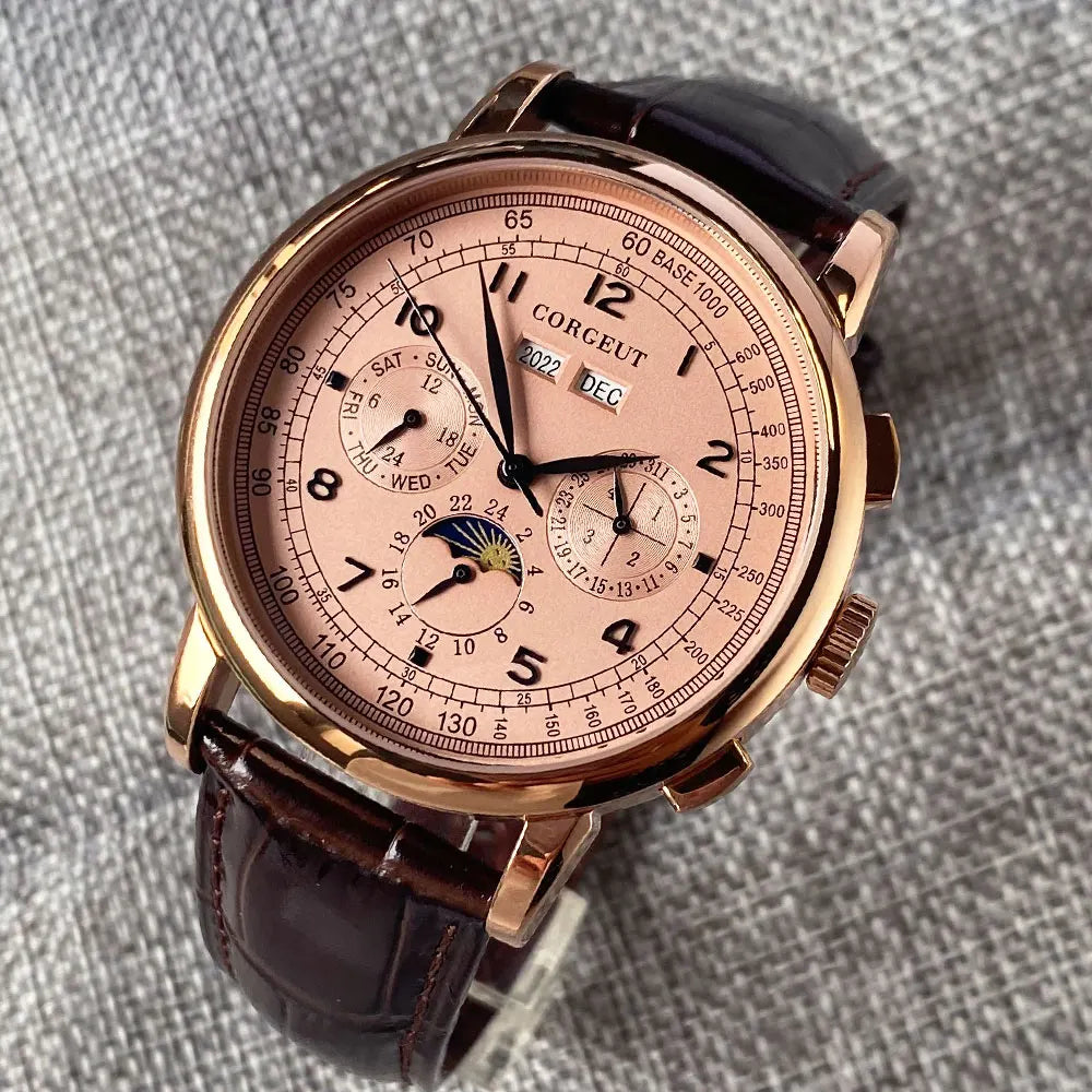Montre automatique pour hommes Multification Date jour mois année 316L montre mécanique pour hommes boîtier poli indicateur jour/nuit 42mm