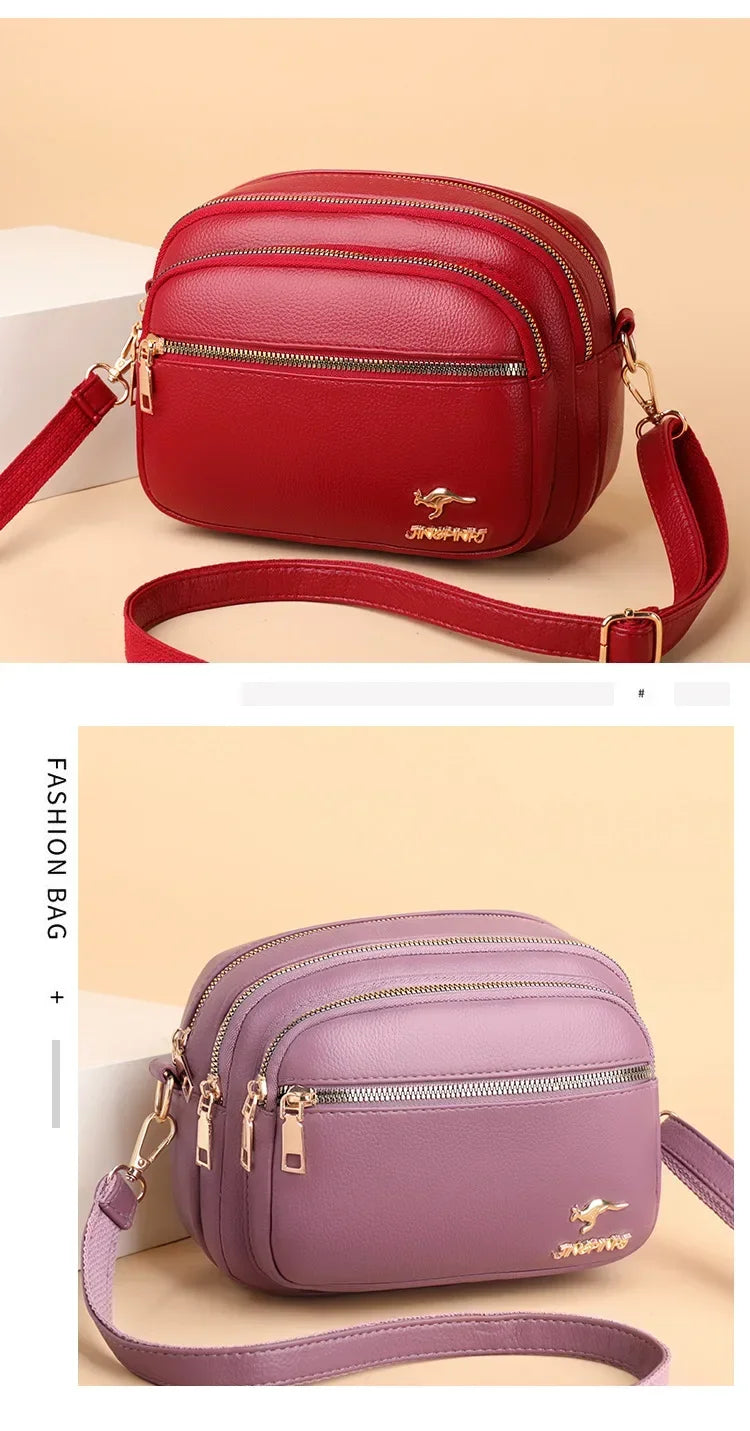 Sac à main en cuir souple pour femme, multi-poches, résistant à l'usure, haute qualité, sac messager initié, luxe, mode