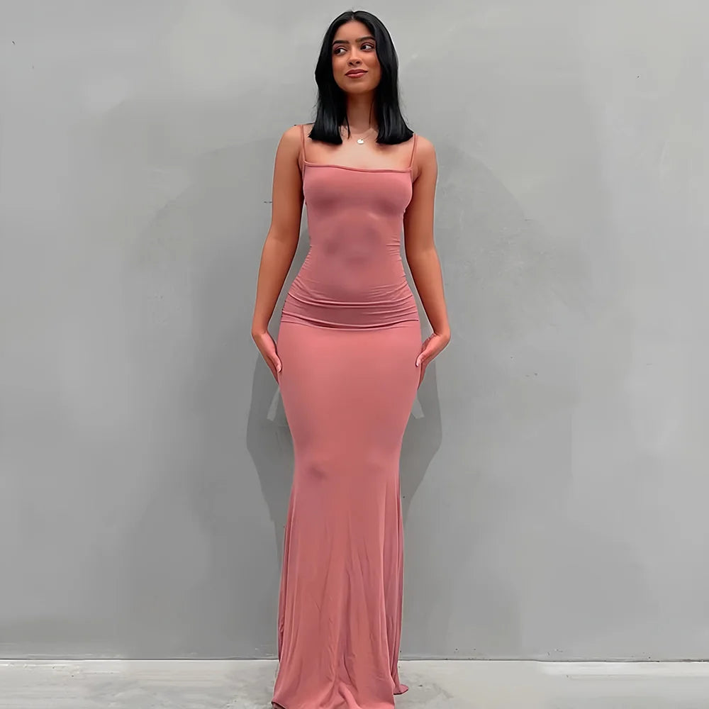 Robe Longue Femme Sexy - Dos Nu et Bretelles Ajustables