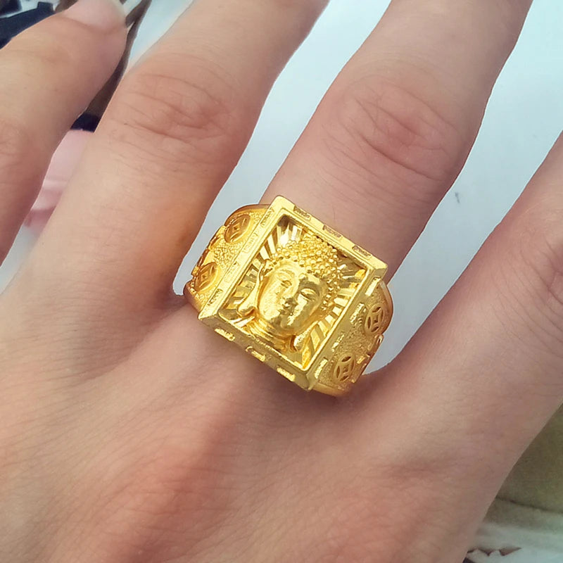 Véritables matiques en or 18 carats pour hommes, matiques de document, père, frère, tête de bouddha, religion, ne se décolore pas, bijoux fins, cadeaux, 100%