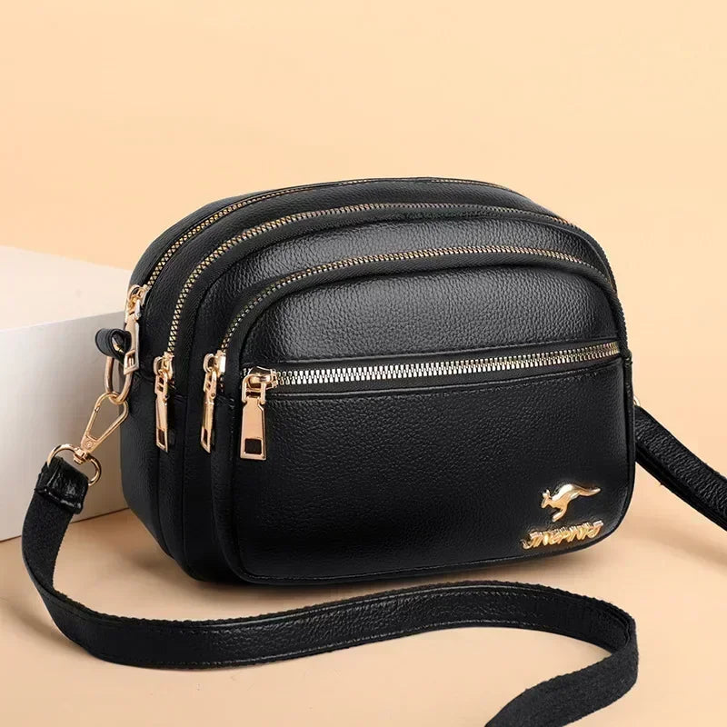 Sac à main en cuir souple pour femme, multi-poches, résistant à l'usure, haute qualité, sac messager initié, luxe, mode