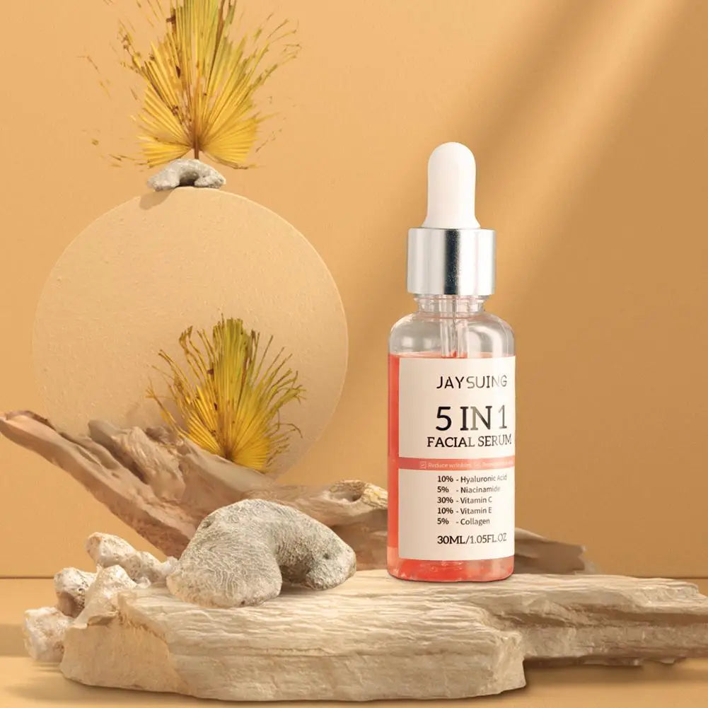 Sérum visage 5 en 1, hydratant, blanchissant, anti-déformable, anti-âge, vitamine C et acide hyaluronique pour réduire les pores, 30ml