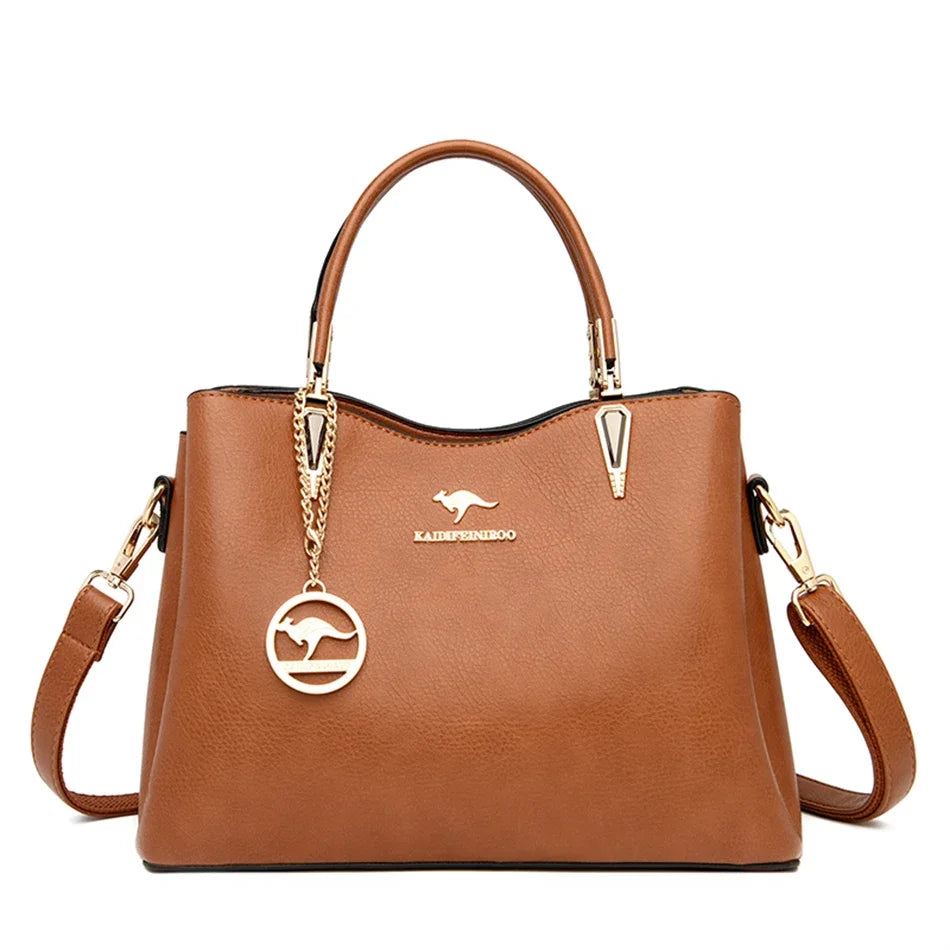 Sac à Main de Luxe en Cuir Souple pour Femme, Sacoche à Bandoulière de Styliste à 3 Couches, Fourre-Tout de Grande Capacité, 2022