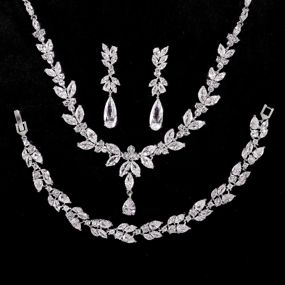 ZAKOL marque de luxe cubique zircone boucles d'oreilles collier élégant magnifique CZ mariage Banquet fête ensemble de bijoux