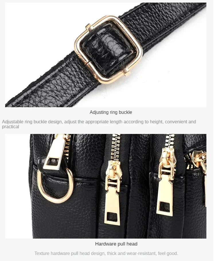 Sac à main en cuir souple pour femme, multi-poches, résistant à l'usure, haute qualité, sac messager initié, luxe, mode