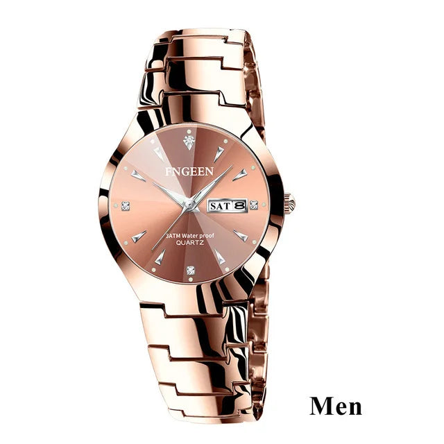 FNGEEN-Montre à Quartz de Luxe en Acier Inoxydable pour Homme et Femme, Montre-Bracelet Étanche pour Couple, Amoureux, 2023, 5808