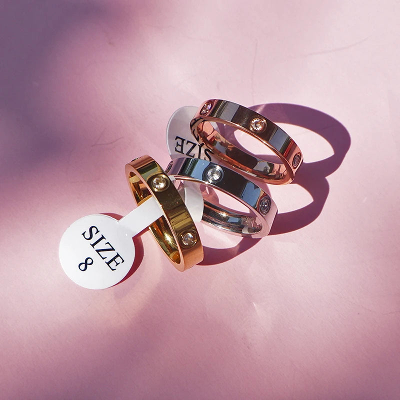 Bague Unisexe Zircon Acier Inoxydable - Tendance Luxe 2025