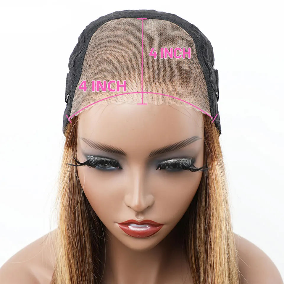 Wear matchs Go-Perruque Brésilienne Naturelle Sans Colle, Cheveux Lisses à Reflets, 4x4 HD, Prêt à l'Emploi