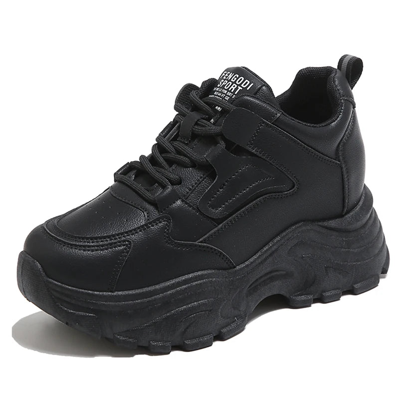 Baskets Femme Plateforme Blanches - Chaussures Sport à Lacets