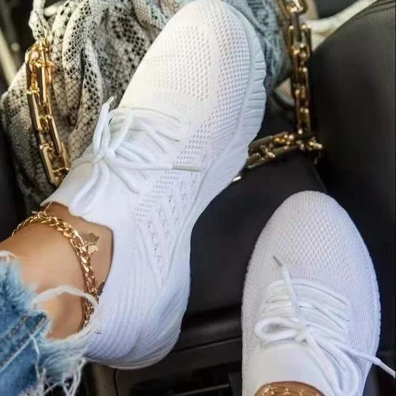 Baskets Femme en Maille Respirante - Chaussures Décontractées à Lacets