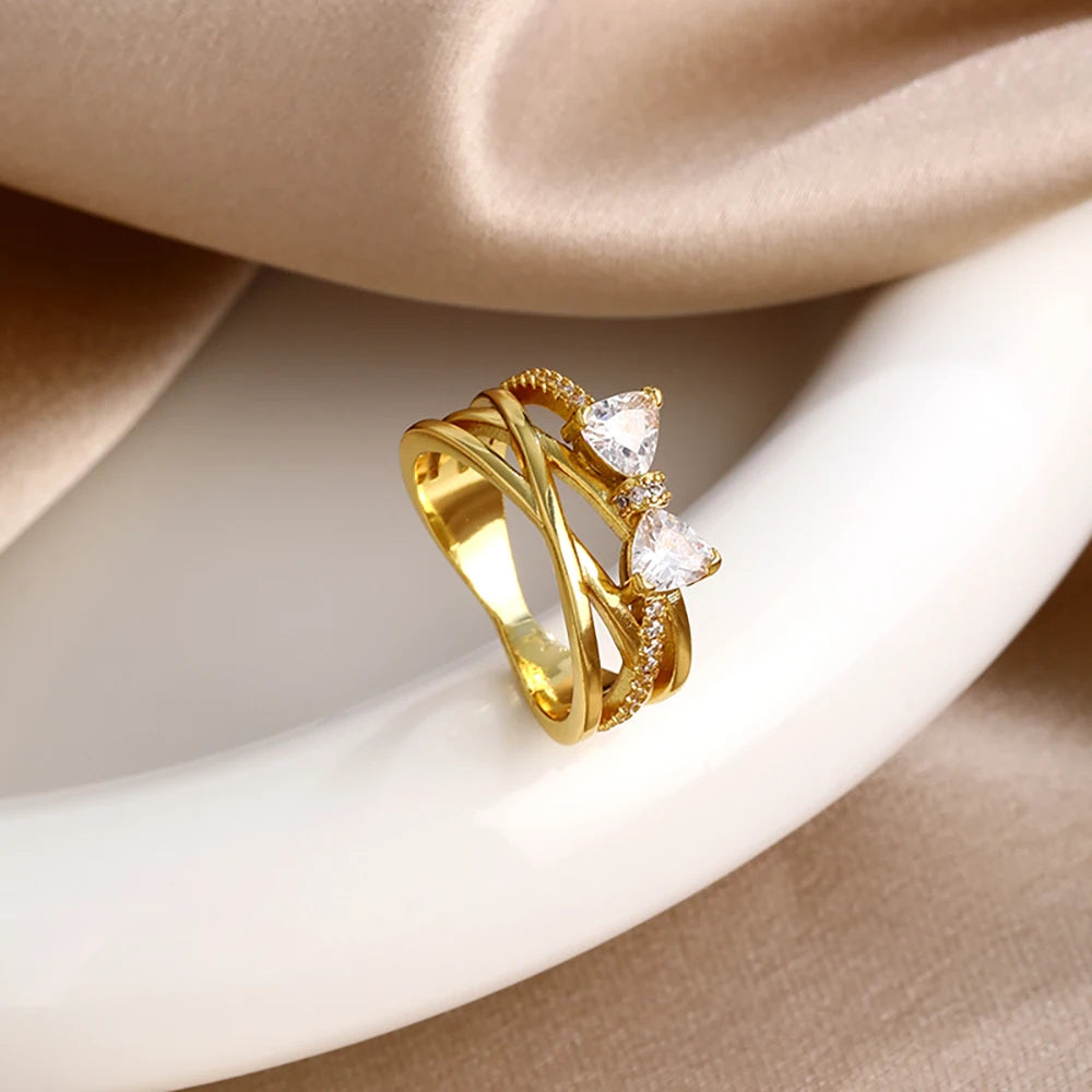 Miniso 925 originaux argent 18K plaqué or princesse voiture coeur Mickey Minnie bague de mariage ensemble pour femme Tiki bijoux cadeau de fête