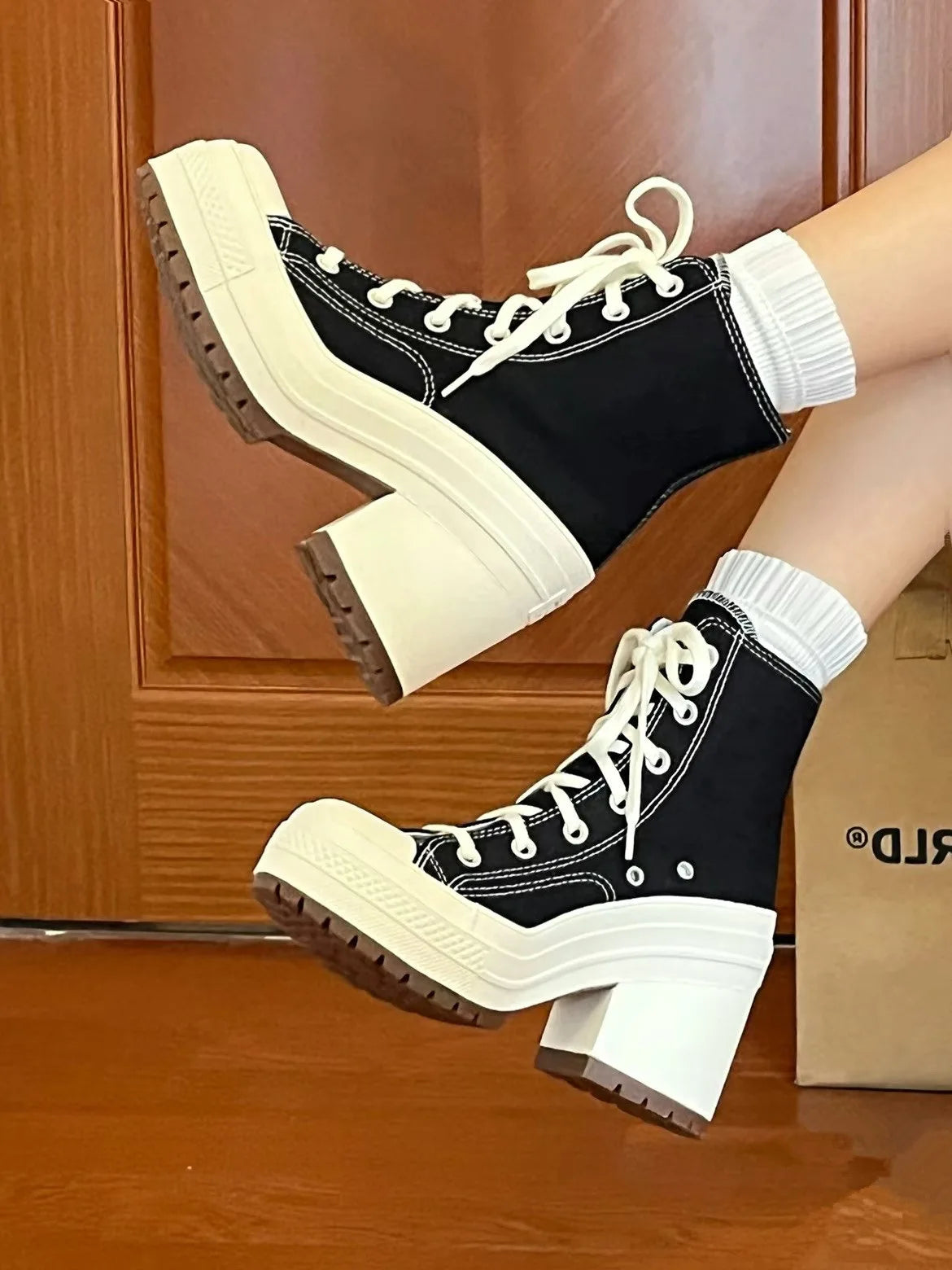 Lencensa - Baskets Plateforme Femme Premium | Sneakers Toile Haute de Qualité Supérieure