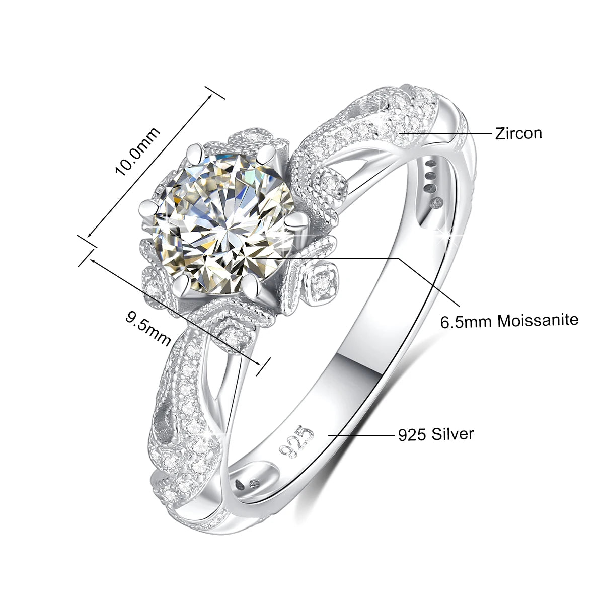 Bague de luxe plaquée or 18 carats pour femmes, 1ct D vvs1, Moissanite, bracelet de mariage en argent 925, haute qualité, cadeau de fiançailles, bijoux fins