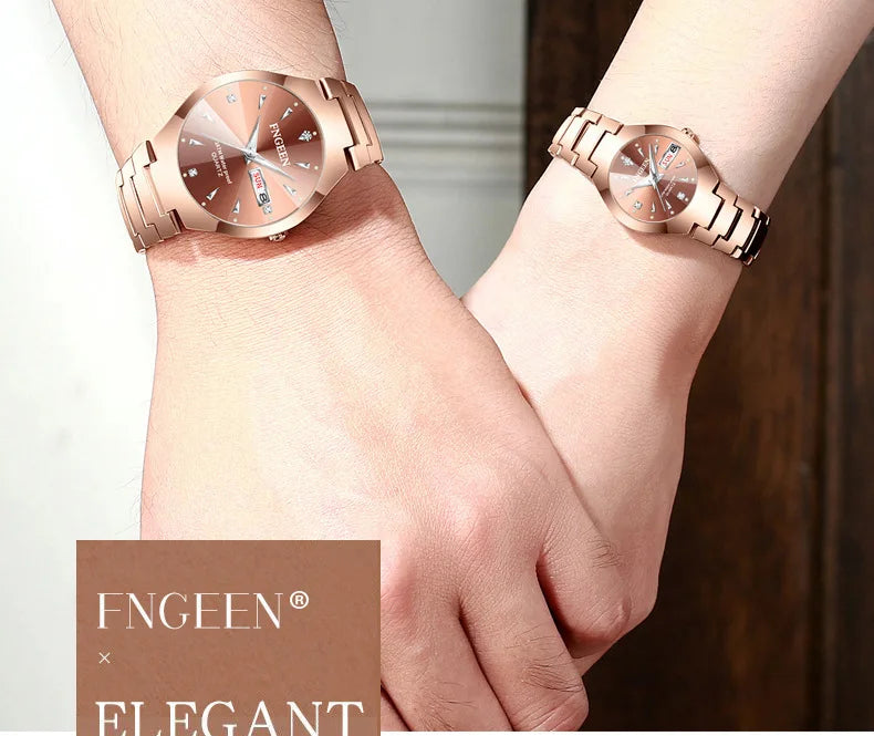 FNGEEN-Montre à Quartz de Luxe en Acier Inoxydable pour Homme et Femme, Montre-Bracelet Étanche pour Couple, Amoureux, 2023, 5808