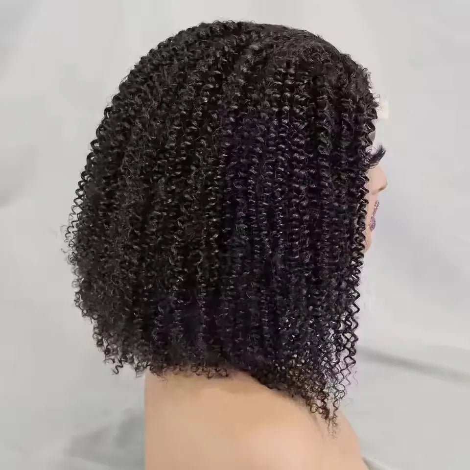 100% brésilien Afro crépus bouclés 5x 5/6x6 dentelle fermeture avant perruque courte Bob Frontal perruques bouclés vague cheveux humains courte Bob perruque