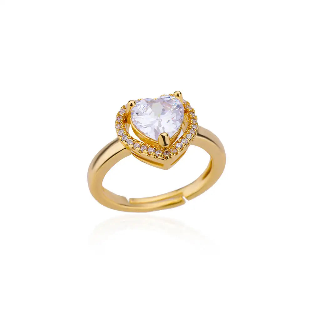 Bague Zircon Dorée Acier Inoxydable - Style Y2K Tendance 2025