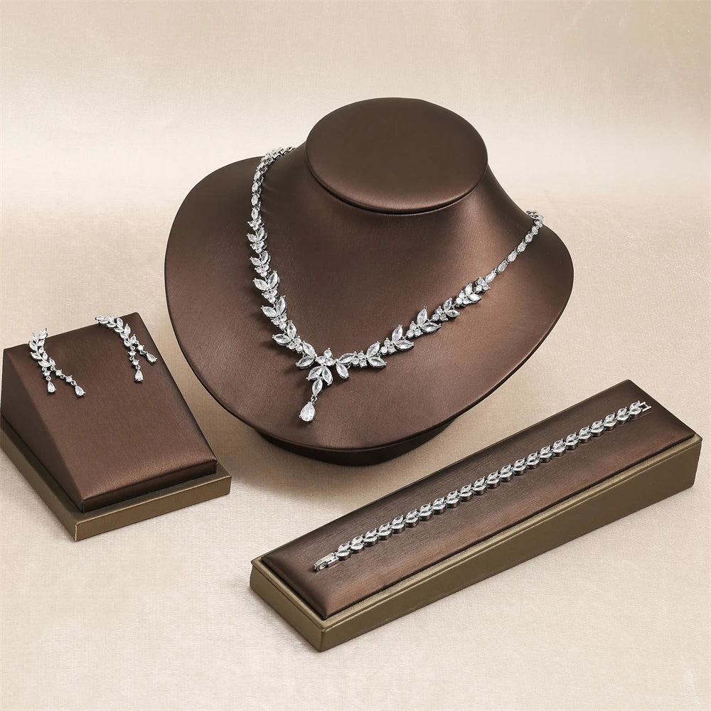 ZAKOL marque de luxe cubique zircone boucles d'oreilles collier élégant magnifique CZ mariage Banquet fête ensemble de bijoux
