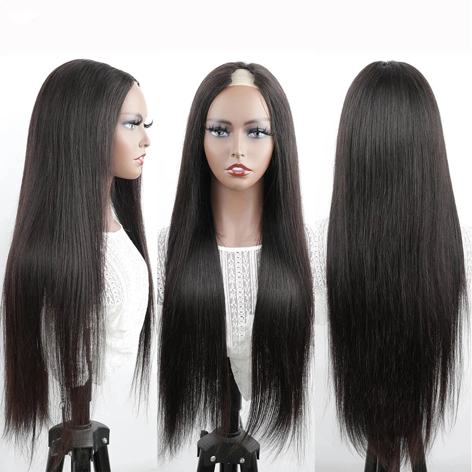 Sophia-Perruque Brésilienne en Cheveux Naturels Lisses pour Femme, Sans Laisser de Traces