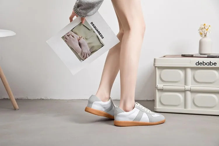 Baskets Femme en Cuir Véritable - Chaussures Décontractées Printemps 2025