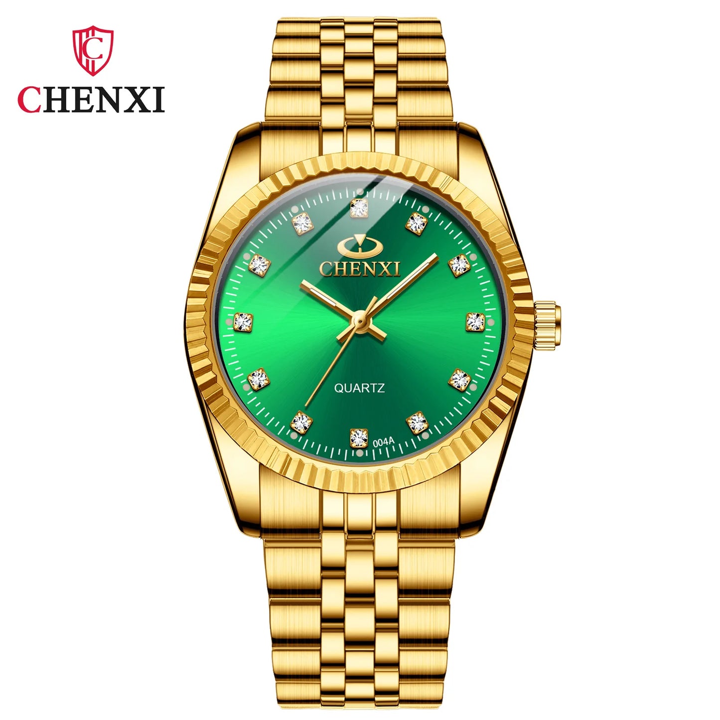 CHENghts-Montre de couple à quartz en acier inoxydable doré pour femme, horloge de luxe