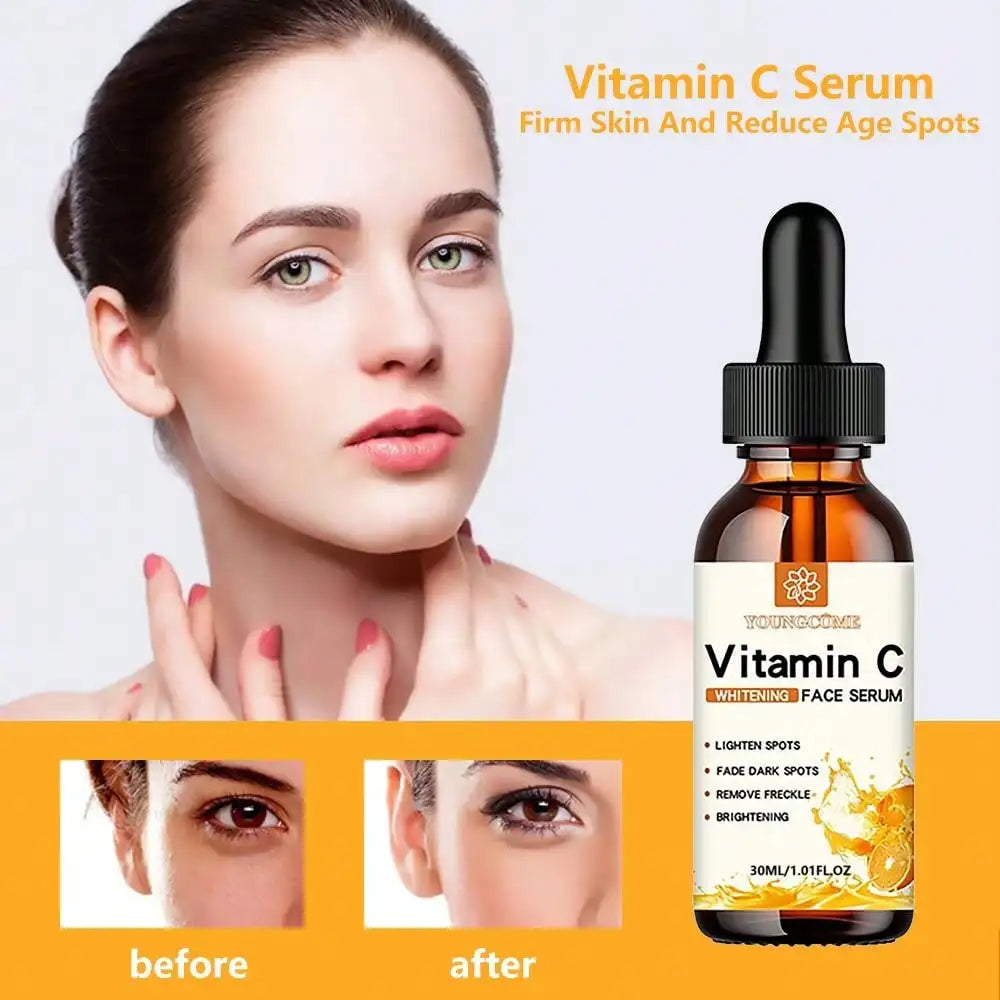 L'essence pour le visage à la vitamine C contient l'acide hyaluronique dissolvant de taches foncées réparation hydratante Essence Anti-âge soins de la peau du visage 30ml