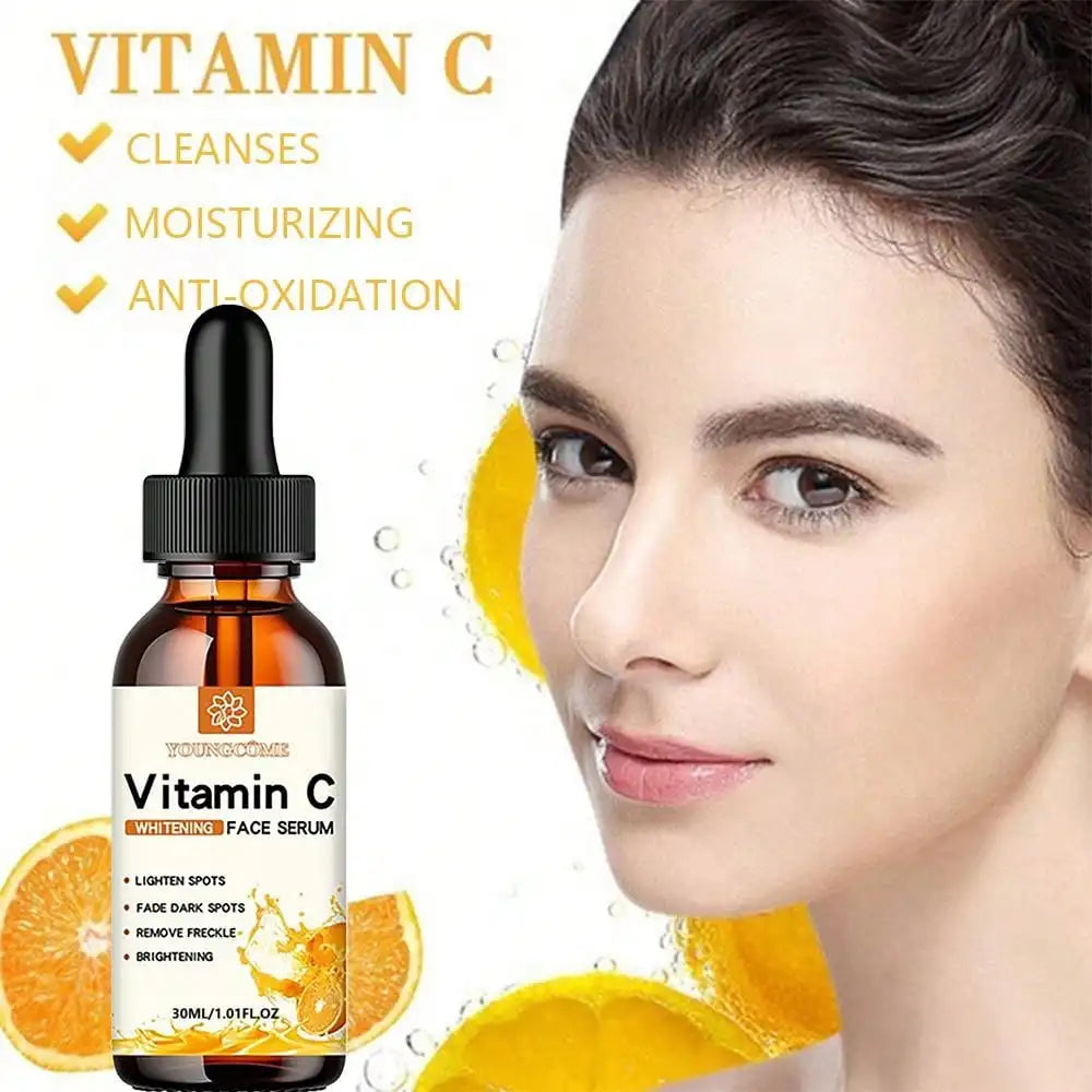 L'essence pour le visage à la vitamine C contient l'acide hyaluronique dissolvant de taches foncées réparation hydratante Essence Anti-âge soins de la peau du visage 30ml