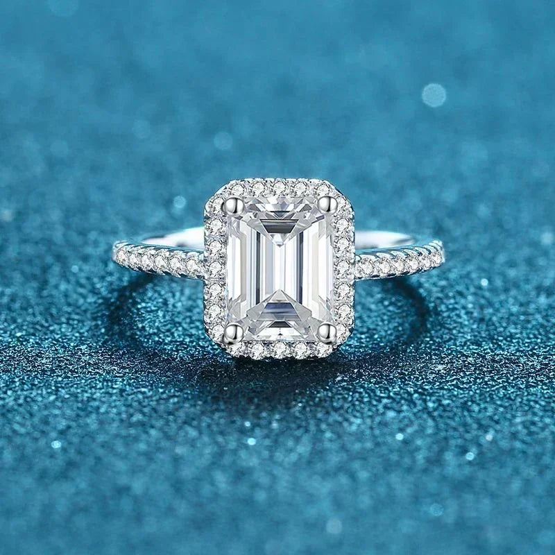NeeTim – bague Moissanite 2 carats pour femmes, diamant taille émeraude rayonnante, argent Sterling 925 avec bracelet de mariée plaqué or 18 carats