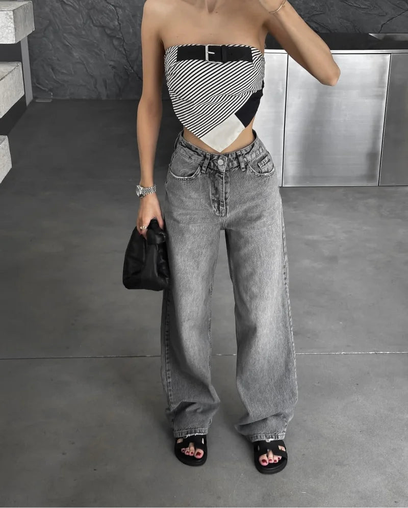 Jean Premium Femme Z1975 - Denim Haute Qualité Taille Droite Y2K 2025