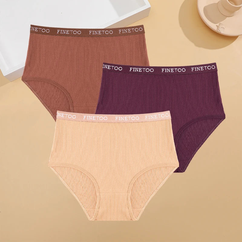 3 pièces grande taille sous-vêtements en coton Sexy rayé taille moyenne culotte respirant ceinture extensible slips femme confort Lingerie Shorts nouveau - Lencensa